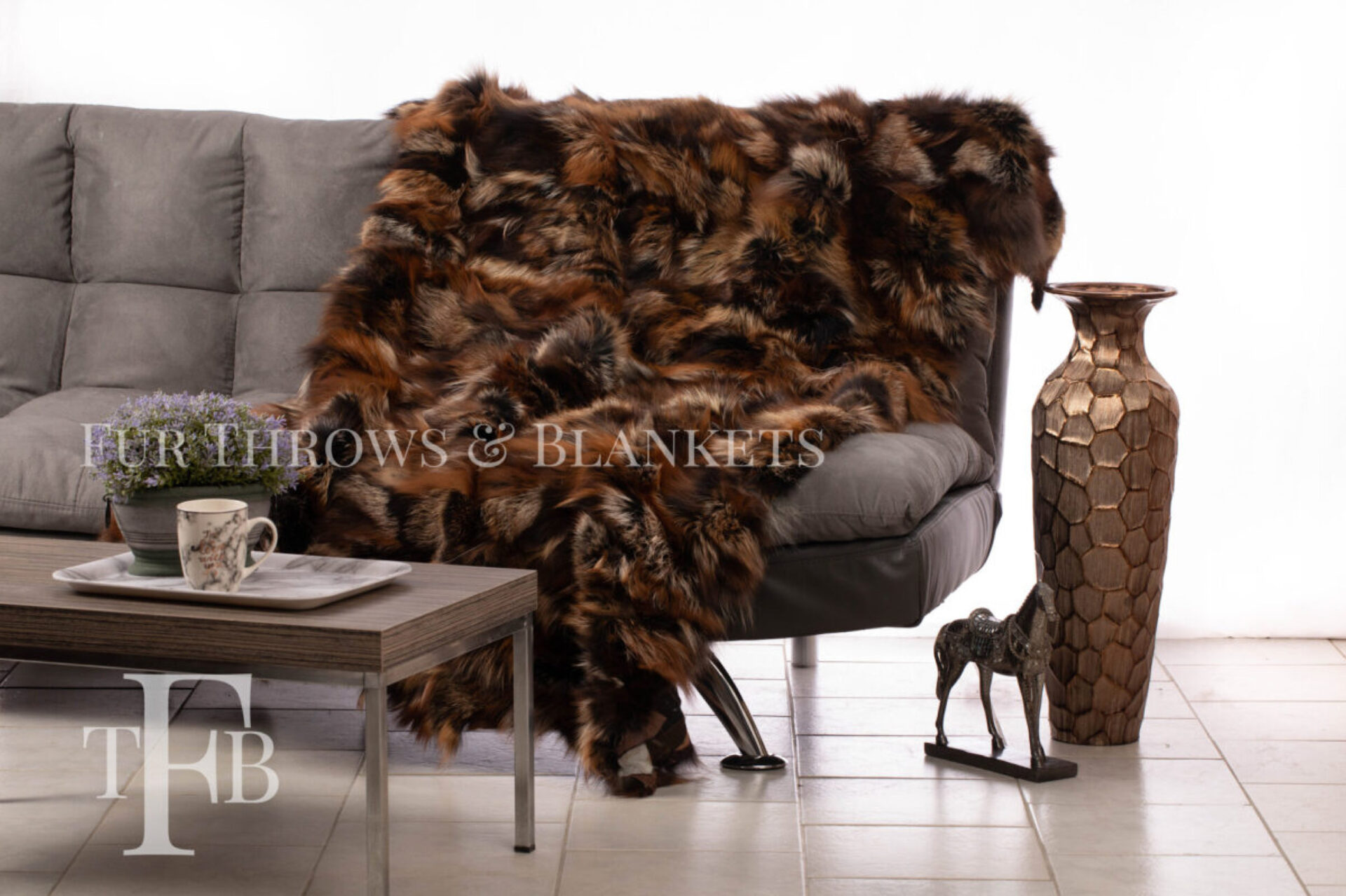 Cozy Fawnlight Fox Fur Carpet - Genuine Fur