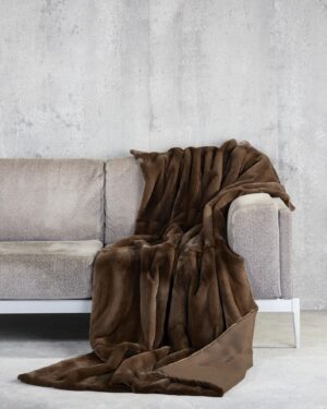 Sylvie | Luxury Brown Mink Sheared Fur Throw – Blanket
