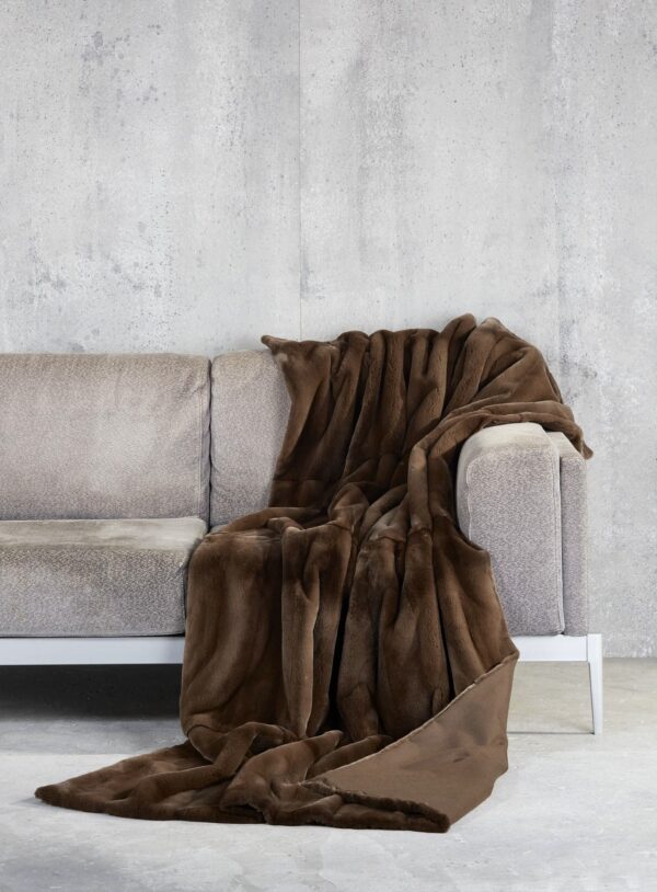 Sylvie | Luxury Brown Mink Sheared Fur Throw – Blanket