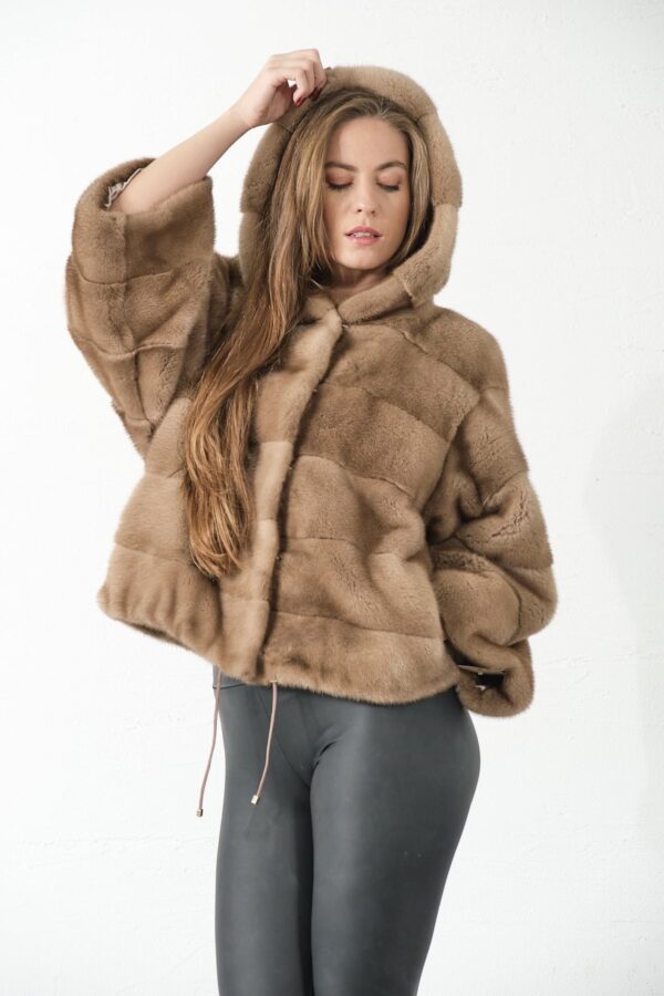 Keekee | Luxury Scandinavian Pastel Saga Mink Fur Jacket With Lavish Hood - Image 3