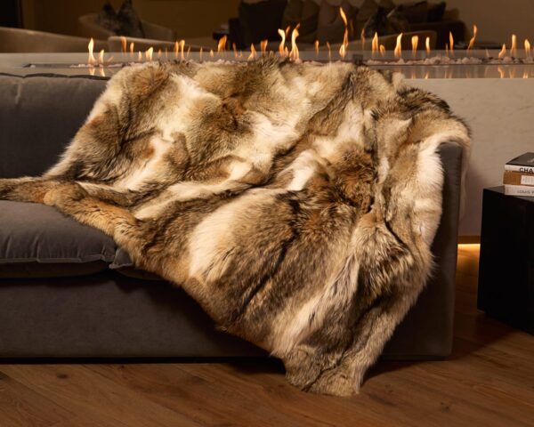Milana | Luxury North American Coyote Fur Throw - Blanket - Image 2