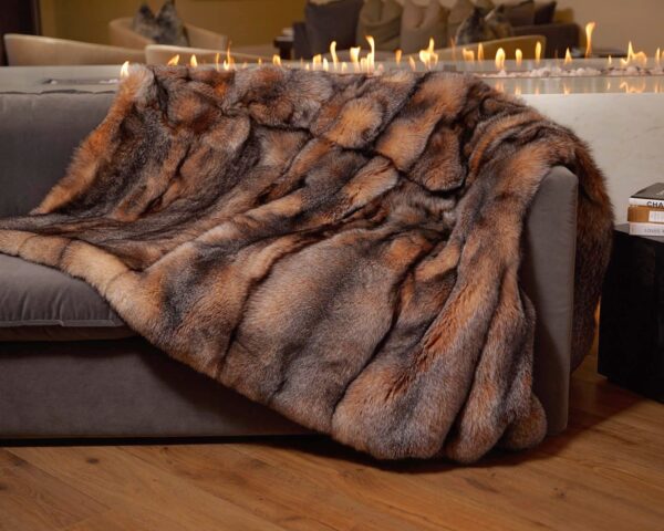Arli | Scandinavian Crystal Beige Fox Fur Throw – Blanket - Image 4