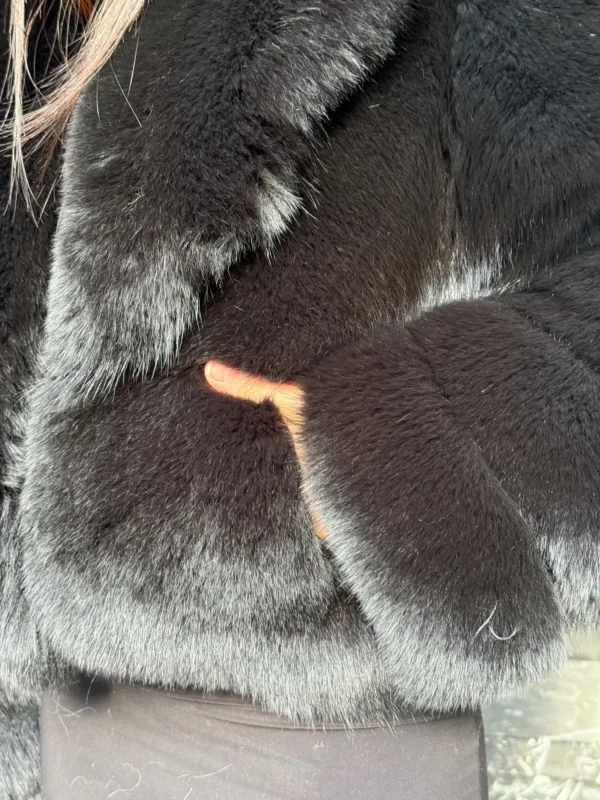 Aaliyah | Luxury Saga Scandinavian Black Fox Fur Jacket With Fur Collar - Image 5
