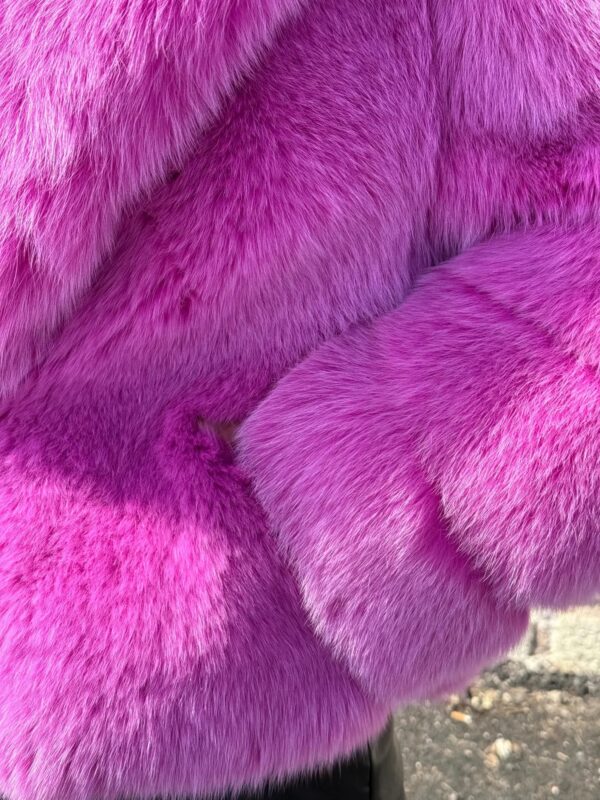 Emaline | Luxury Saga Scandinavian Fuchsia Fox Fur Jacket With Fur Collar - Image 5