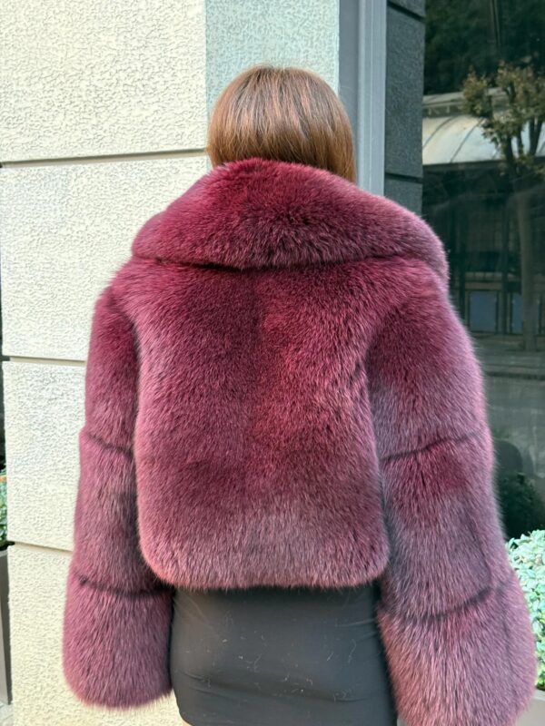 Vera | Luxury Saga Scandinavian Burgundy Fox Fur Jacket With Fur Collar - Image 2