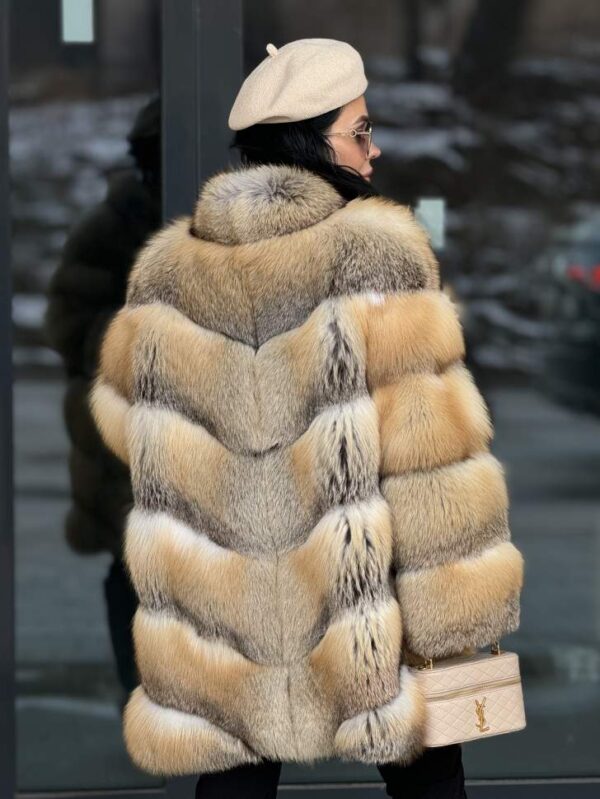 Cassie | Saga Scandinavian Golden Island Fox Jacket With Collar - Image 12