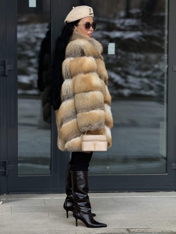 Cassie | Saga Scandinavian Golden Island Fox Jacket With Collar - Image 6