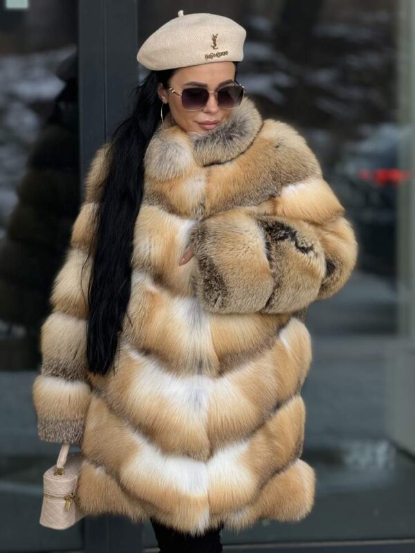 Cassie | Saga Scandinavian Golden Island Fox Jacket With Collar - Image 7