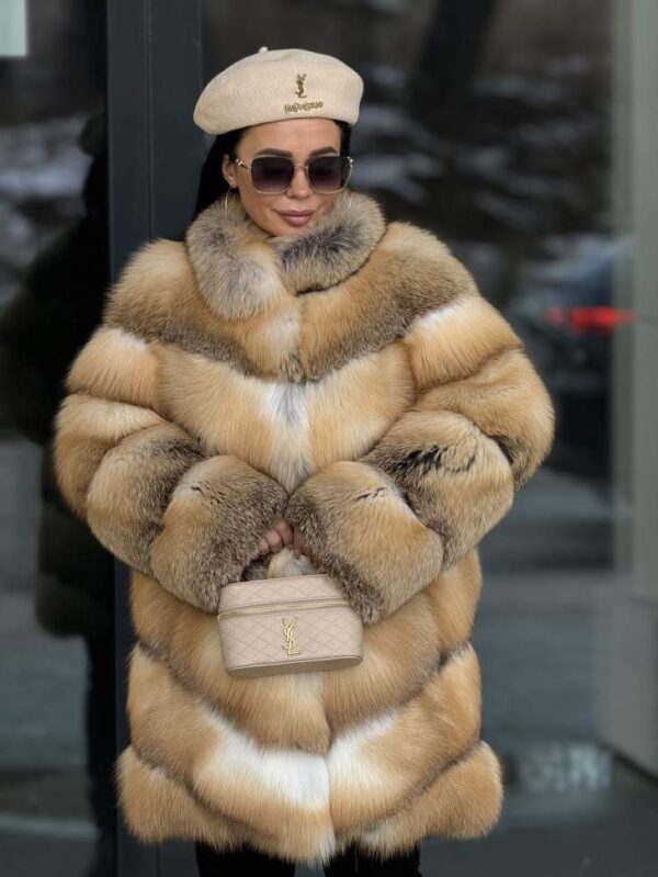 Cassie | Saga Scandinavian Golden Island Fox Jacket With Collar - Image 8