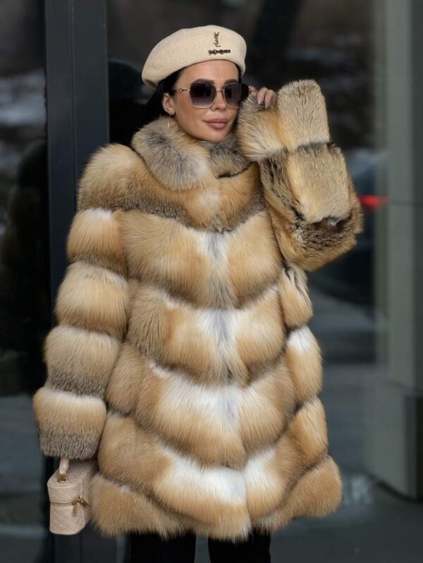 Cassie | Saga Scandinavian Golden Island Fox Jacket With Collar - Image 9
