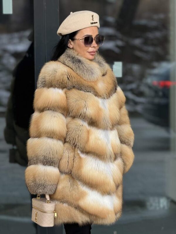 Cassie | Saga Scandinavian Golden Island Fox Jacket With Collar - Image 10