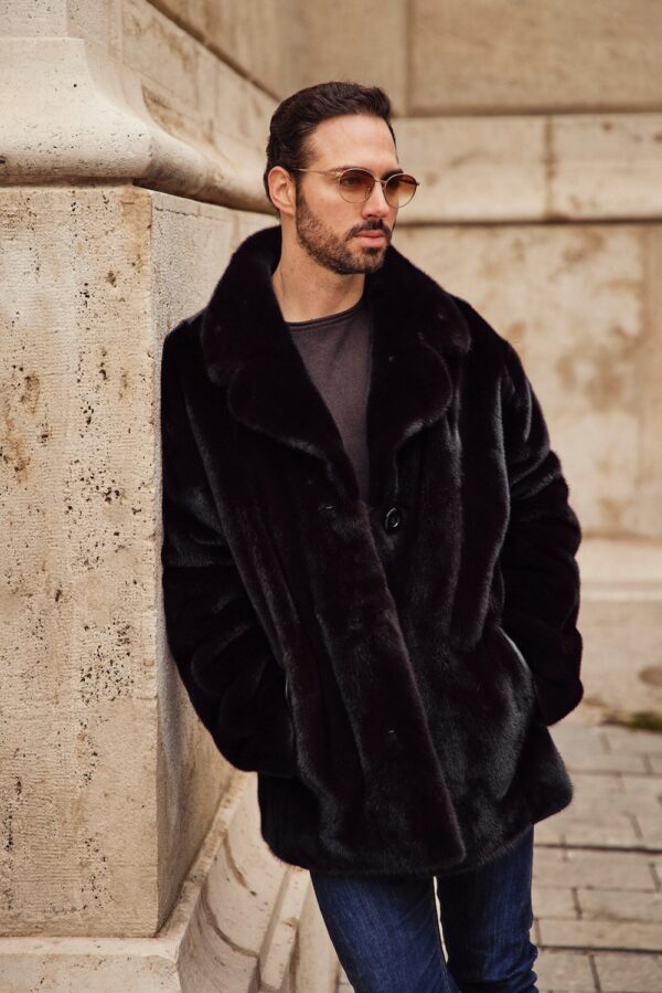 Felix | Luxury Men’s American Blackglama Mink Fur Jacket With Notched Collar - Image 3