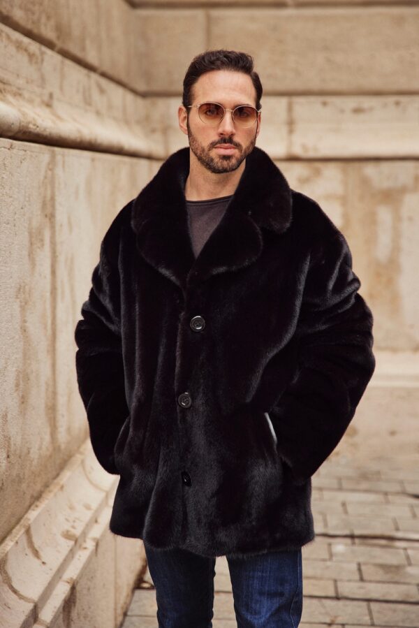 Felix | Luxury Men’s American Blackglama Mink Fur Jacket With Notched Collar - Image 5