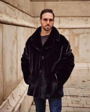 Felix | Luxury Men’s American Blackglama Mink Fur Jacket With Notched Collar