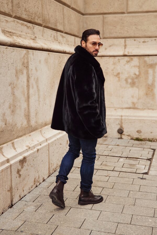 Felix | Luxury Men’s American Blackglama Mink Fur Jacket With Notched Collar - Image 2