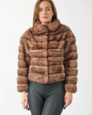 Neve | Russian Sable Short Fur Jacket With Stand Up Collar