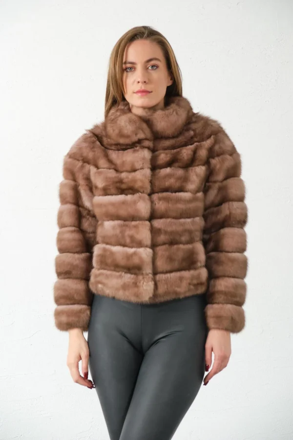 Neve | Russian Sable Short Fur Jacket With Stand Up Collar