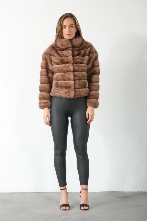 Neve | Russian Sable Short Fur Jacket With Stand Up Collar - Image 4