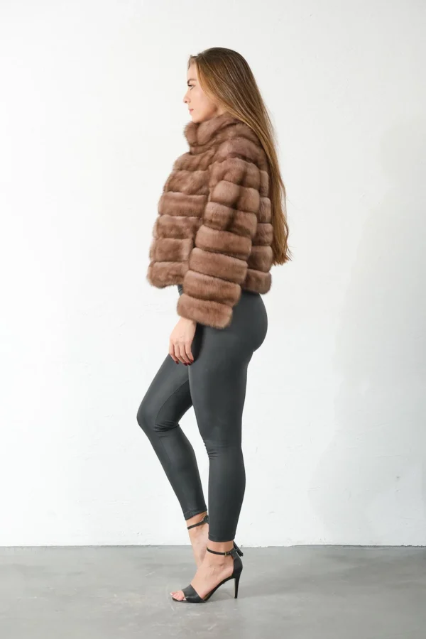 Neve | Russian Sable Short Fur Jacket With Stand Up Collar - Image 2