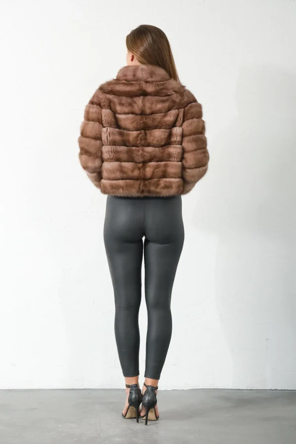 Neve | Russian Sable Short Fur Jacket With Stand Up Collar - Image 8