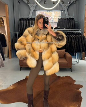 Mirielle | Luxury Golden Island Fox Fur Jacket